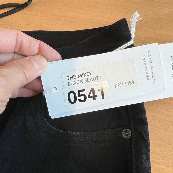 Boyish THE MIKEY High Waist Wide Leg Jeans Sz 26 in BLACK BEAUTY - Picture 2 of 11